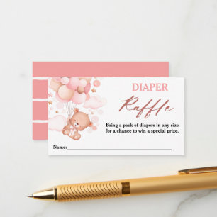 Tarjeta De Recepción Bearly Wait Teddy Bear Pink Diaper Raffle
