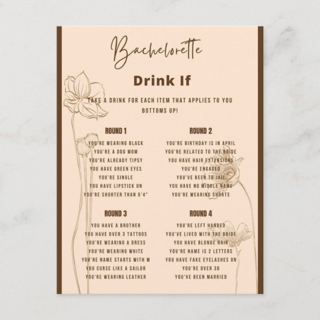 Tarjeta De Recepción Beba si juego de Bachelorette Party (Anverso)