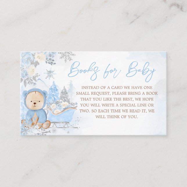 Tarjeta De Recepción Beba su frío fuera de los libros de oso azul para  (Anverso)