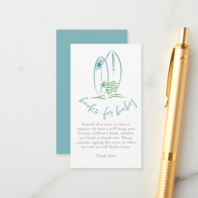 Tarjeta De Recepción Bebé a bordo de los libros de Surfboard para Baby  (Anverso/Reverso In Situ)