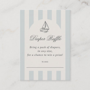Tarjeta De Recepción Bebé a Bordo Elegante Diaper Raffle de Velero Azul