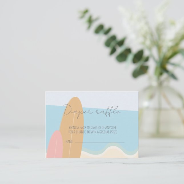 Tarjeta De Recepción Bebé a bordo Surfing Beach Diaper Raffle (Anverso de pie)