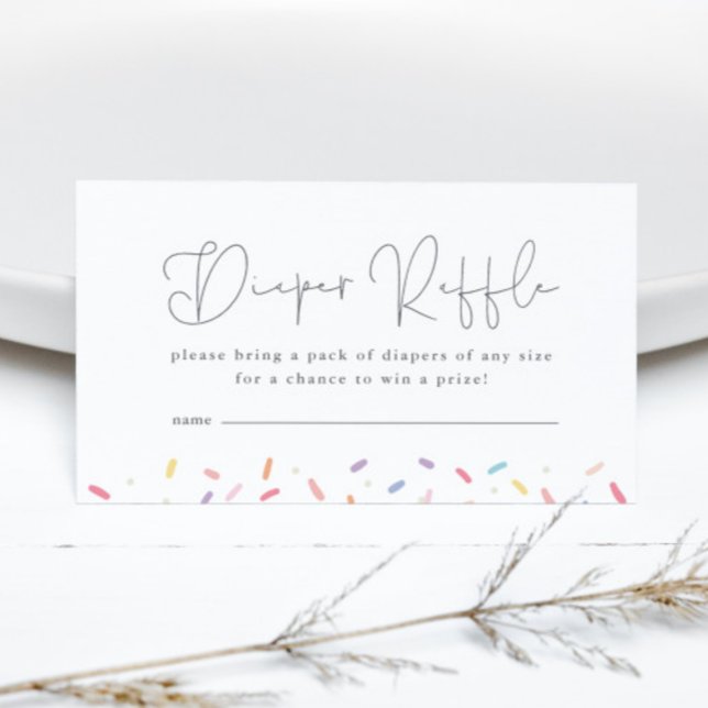 Tarjeta De Recepción Bebé arcoiris lindo Rasplante ducha Diaper Raffle (Cute Rainbow Sprinkle Diaper Raffle Baby Shower Enclosure Card.)