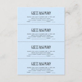 Tarjeta De Recepción Bebé azul lindo Ducha Adivina cuántas cartas de ju