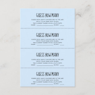 Tarjeta De Recepción Bebé azul lindo Ducha Adivina cuántas cartas de ju