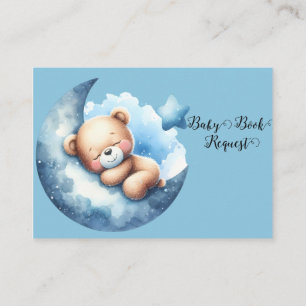Tarjeta De Recepción Bebé azul lindo Oso Crescent Moon Book Request