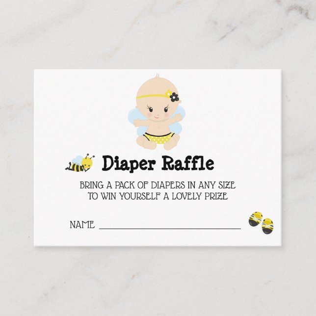 Tarjeta De Recepción *~* Bebé Bebé NIÑA Papel Diaper Raffle (Anverso)