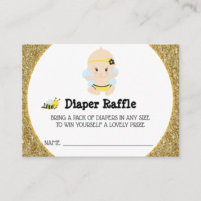 Tarjeta De Recepción *~* Bebé Bebé Purpurina Diaper Raffle (Anverso)