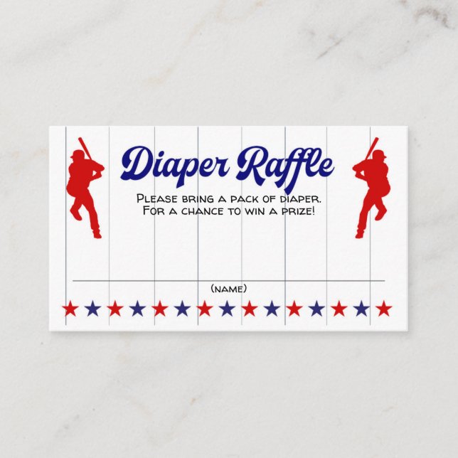 Tarjeta De Recepción Bebé, Béisbol, Billete De Raffle De Diaper (Anverso)