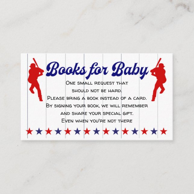 Tarjeta De Recepción Bebé, Béisbol, Libros para bebés (Anverso)