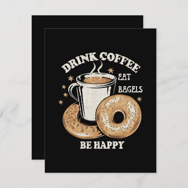 Tarjeta De Recepción Bebe Café Come Bagels Sé Feliz (Anverso / Reverso)