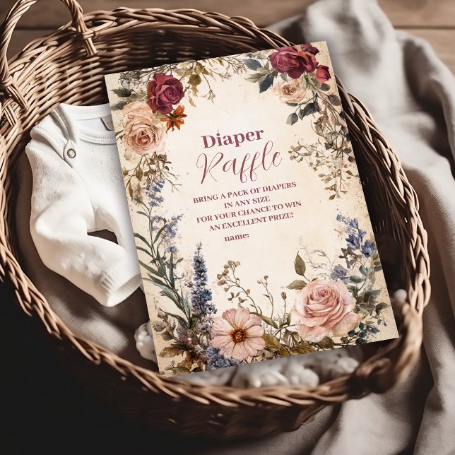 Tarjeta De Recepción Bebé caprichoso en flor silvestre floreciente (Subido por el creador)