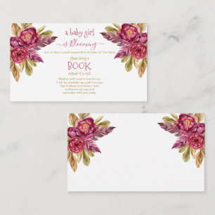 Tarjeta De Recepción Bebé Chica Blooming Fuchsia Peonies Solicitud de l