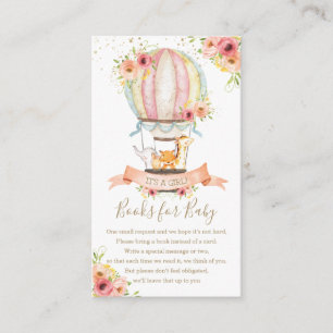 Tarjeta De Recepción Bebé con globo de aire caliente con flores trae un
