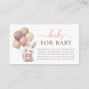 Tarjeta De Recepción Bebé conejito Balón Bebé Rosa Ducha Libros Para Be