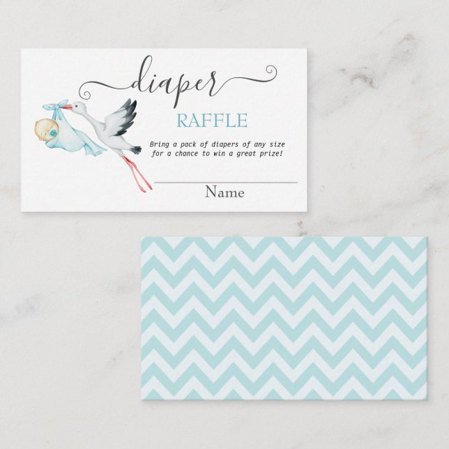 Tarjeta De Recepción Bebé de cigüeña suave Zigzag Diaper Raffle (Anverso / Reverso)