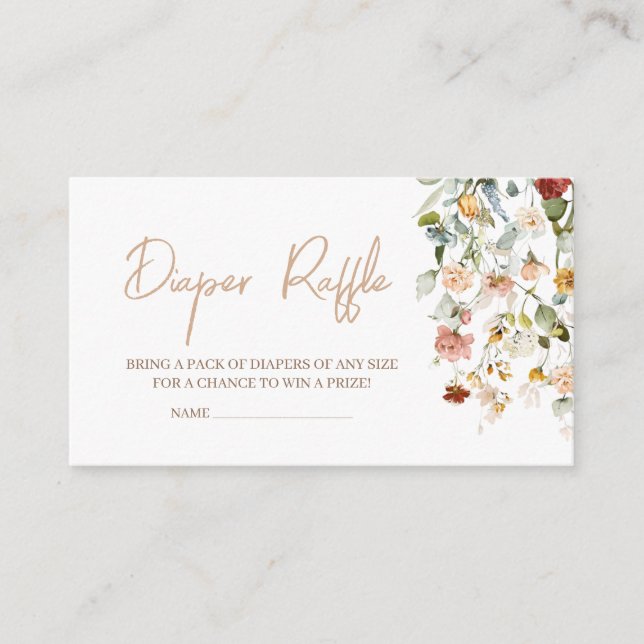 Tarjeta De Recepción Bebé de flores silvestres en Bloom Diaper Raffle (Anverso)