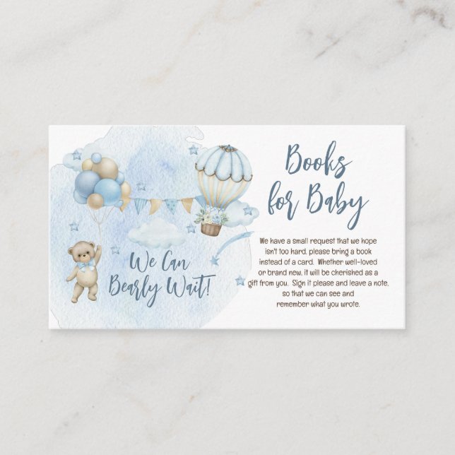 Tarjeta De Recepción Bebé de oso de peluche amenaza libros para bebé (Anverso)