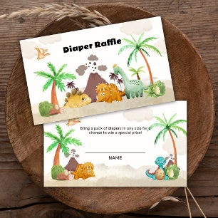 Tarjeta De Recepción Bebé de pañal de dino de volcán eclosionando Sorte
