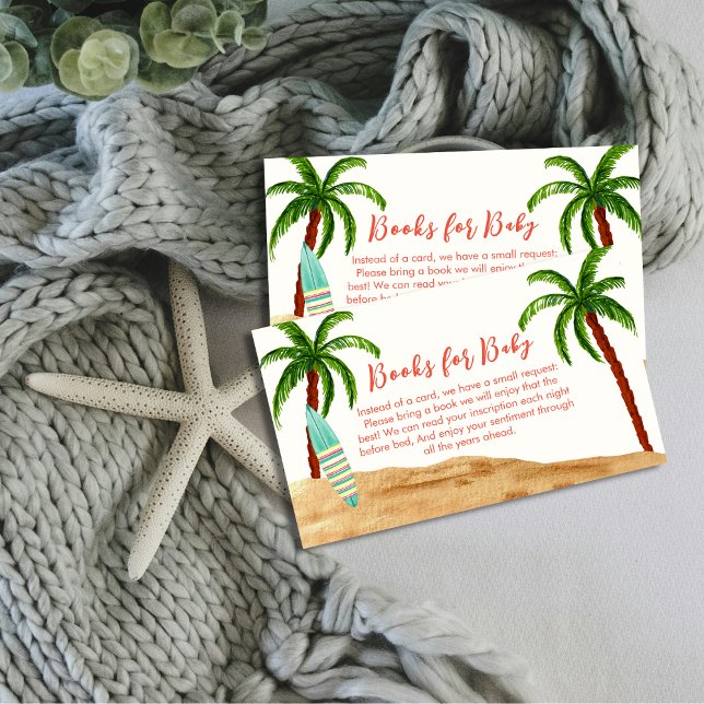 Tarjeta De Recepción Bebé De Surf Tropical A Bordo En Libros Para Baby  (Tropical Surf Baby On Board Books For Baby Shower Enclosure Card)