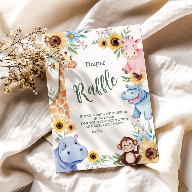 Tarjeta De Recepción Bebé de vegetación animal de Safari lindo Sh Raffl (Subido por el creador)