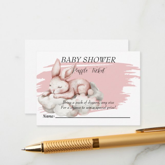 Tarjeta De Recepción Bebé dormido Bunny Shower Raffle Ticket (Anverso/Reverso In Situ)