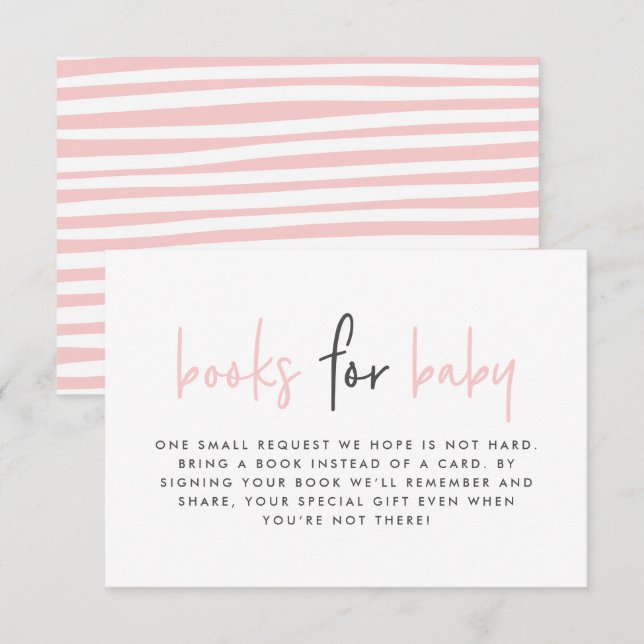 Tarjeta De Recepción Bebé ducha libros modernos rosas para bebé (Anverso / Reverso)