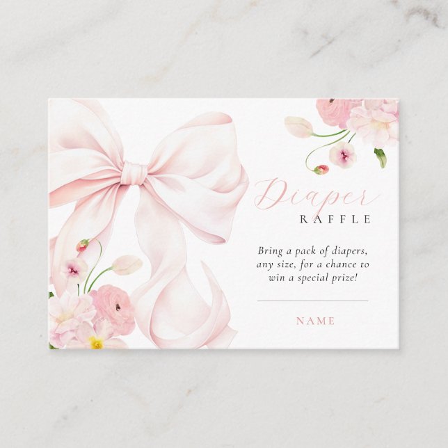 Tarjeta De Recepción Bebé en Bloom Baby Shower Diaper Raffle (Anverso)