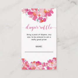 Tarjeta De Recepción Bebé en Bloom Baby Shower Diaper Raffle Floral