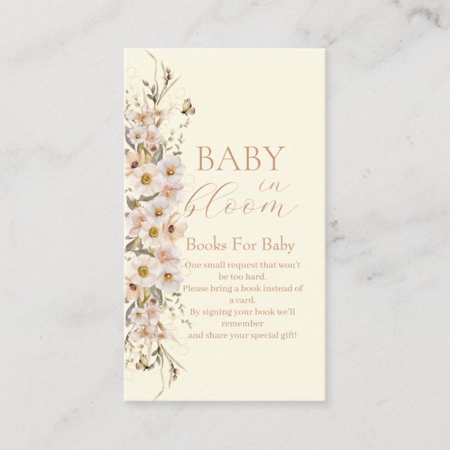 Tarjeta De Recepción Bebé En Bloom Boho Baby Shower Neutral, Libros (Anverso)