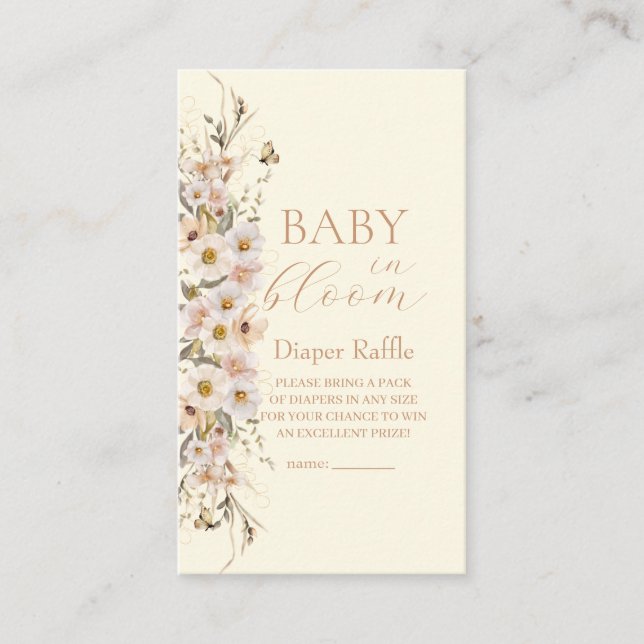 Tarjeta De Recepción Bebé En Bloom Boho Neutral Baby Shower, Diaper (Anverso)