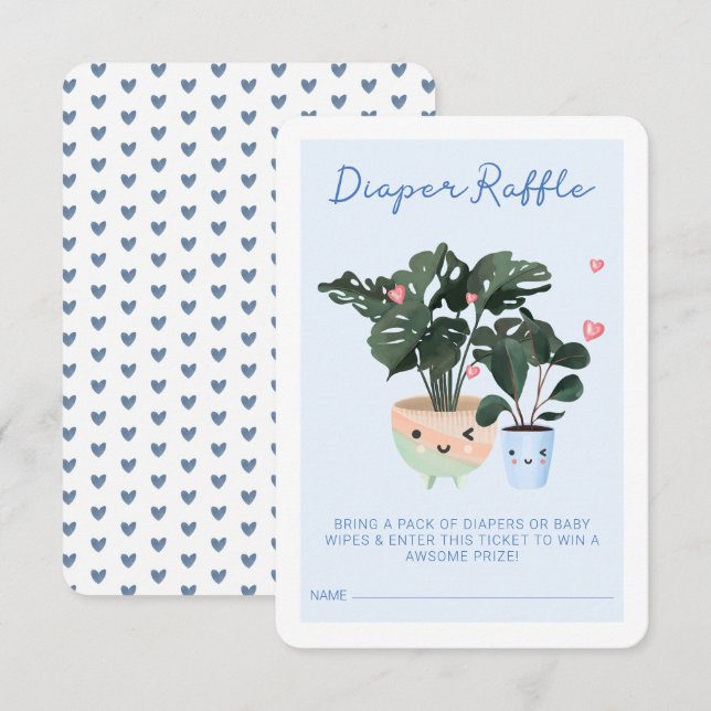 Tarjeta De Recepción Bebé En Bloom Cute Planta Potada Diaper Raffle (Anverso / Reverso)