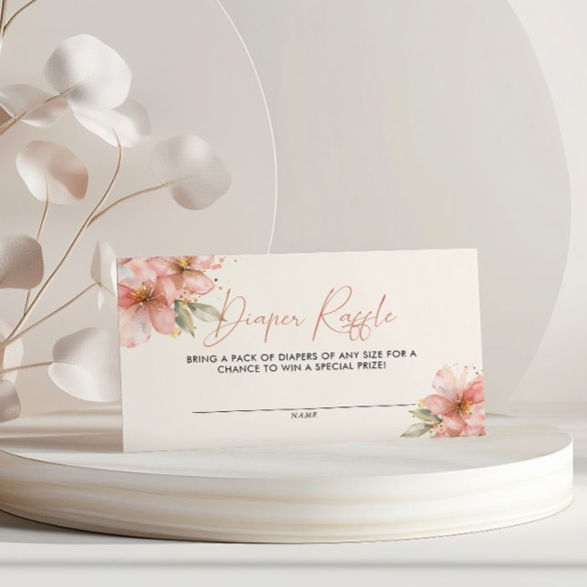 Tarjeta De Recepción Bebé en Bloom Diaper Raffle Baby Shower Floral (Subido por el creador)