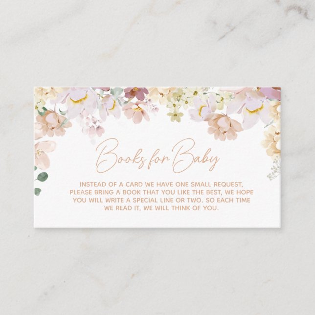 Tarjeta De Recepción Bebé en Bloom Florals Libros de Baby Shower para b (Anverso)
