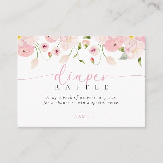 Tarjeta De Recepción Bebé En Bloom Pink Shower Diaper Raffle (Anverso)