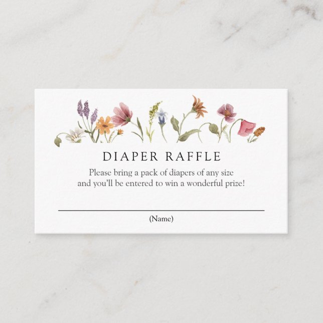 Tarjeta De Recepción Bebé en Bloom Wildflower Diaper Raffle (Anverso)