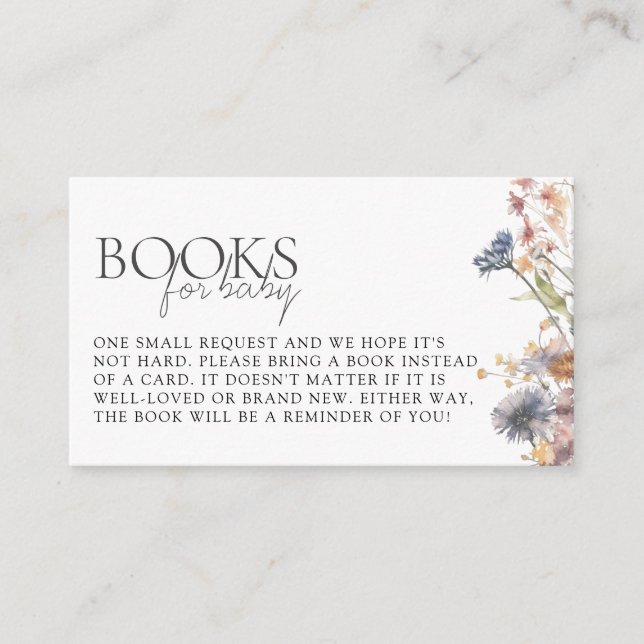 Tarjeta De Recepción Bebé en Bloom Wildflower Solicitud de un libro de  (Anverso)