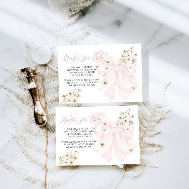 Tarjeta De Recepción Bebé en el Baby Shower Chica de Bow Rosado en Bloo (Subido por el creador)