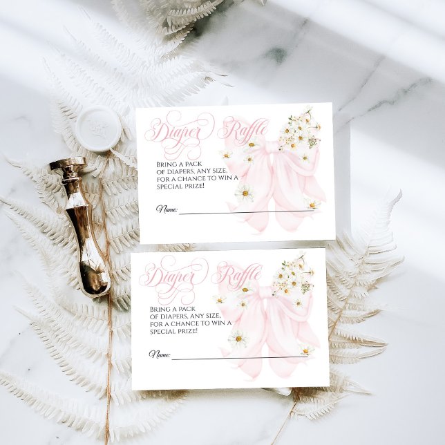 Tarjeta De Recepción Bebé en el Baby Shower Chica de Bow Rosado en Bloo (Subido por el creador)