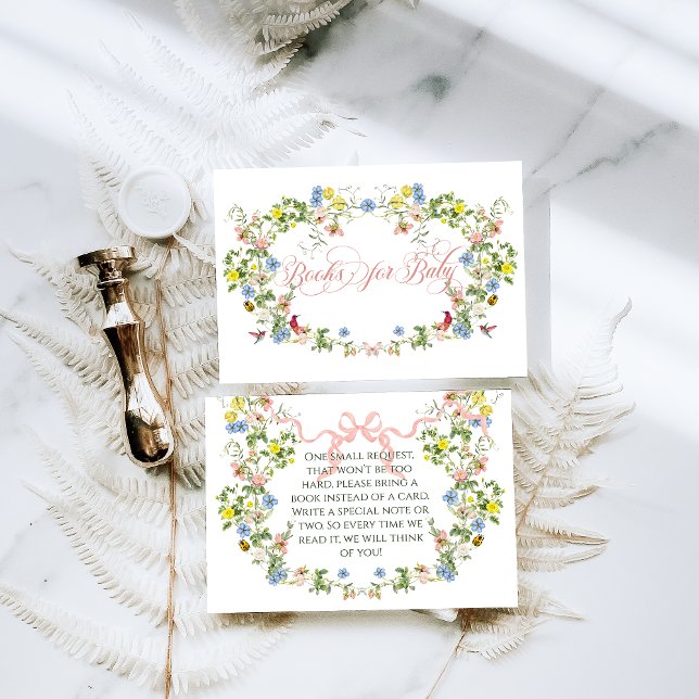 Tarjeta De Recepción Bebé en el Baby Shower Chica Floral de Bow Rosado (Subido por el creador)