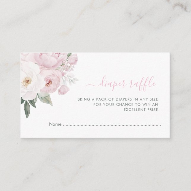 Tarjeta De Recepción bebé en flor bebé ducha de pañales rifa (Anverso)