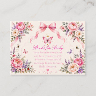 Tarjeta De Recepción Bebé en Flor Corona Libros de Mariposa para Bebé