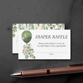 Tarjeta De Recepción Bebé en flor | Eucalyptus Balloon Diaper Raffle
