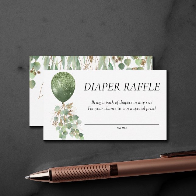 Tarjeta De Recepción Bebé en flor | Eucalyptus Balloon Diaper Raffle (Subido por el creador)