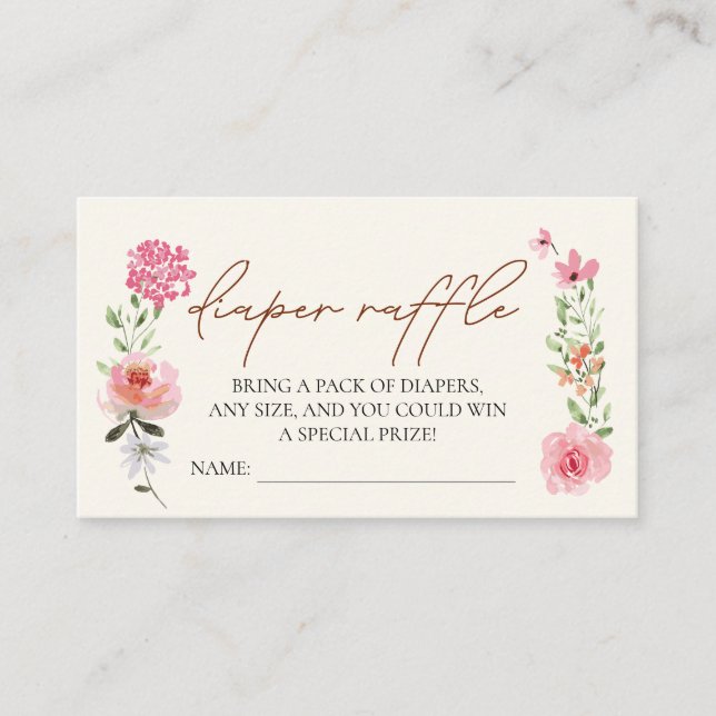 Tarjeta De Recepción Bebé en flor Flor Bebé ducha rifa de pañales (Anverso)