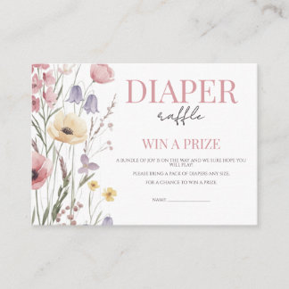 Tarjeta De Recepción Bebé en Flor Sorteo de Pañales Flores Silvestres