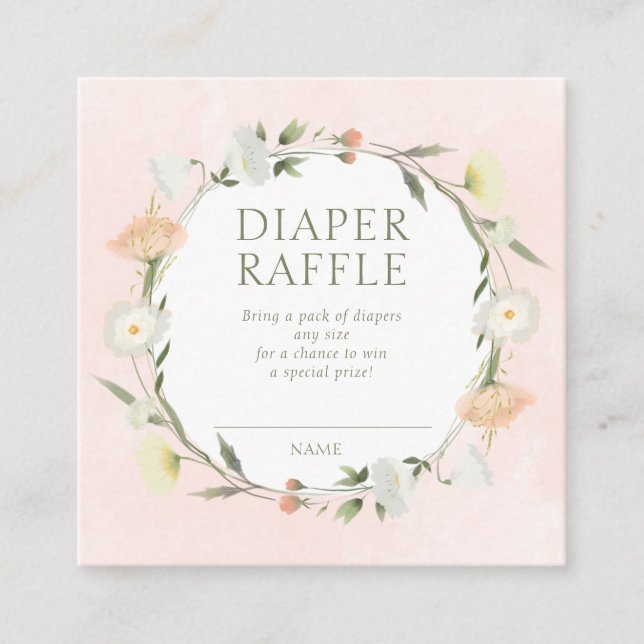 Tarjeta De Recepción Bebé en la ducha de baño Diaper Raffle (Anverso)