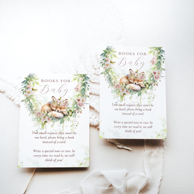 Tarjeta De Recepción Bebé en libros de Baby Shower florecientes en Wood (Subido por el creador)