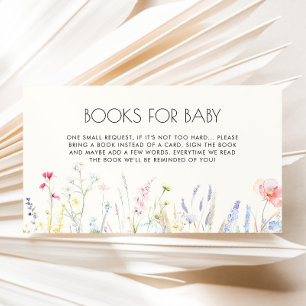 Tarjeta De Recepción Bebé en libros de flores silvestres elegantes para