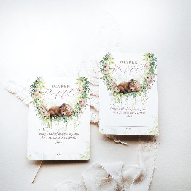 Tarjeta De Recepción Bebé en pañales de Baby Shower florecientes de Woo (Subido por el creador)